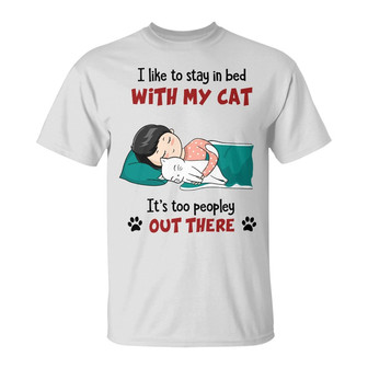 Stay In Bed Chibi Cats Custom T-Shirt - Gift for Cat Lovers - Thegiftio UK