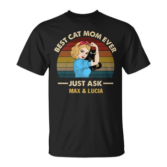 Strong Woman Best Cat Mom Ever Retro Custom T-Shirt - Gift - Thegiftio UK