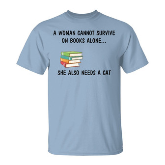 Survive On Books And Cats Custom T-Shirt - Cat Lovers Gift - Thegiftio UK