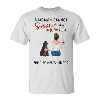 Survive On Wine And Dog Custom T-Shirt - Gift for Dog Lovers - Thegiftio UK