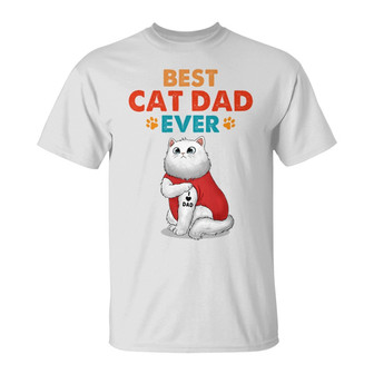 Tattoo Fluffy Cats Best Cat Dad Custom T-Shirt - Thegiftio UK