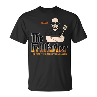 The Grillfather Fire Custom T-Shirt - Gift for Dad - Thegiftio UK
