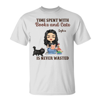 Time Spent With Books And Cats Custom Hoodie - Thegiftio UK