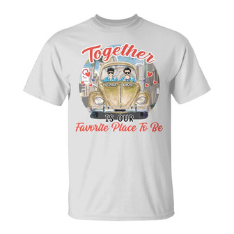 Together Is Our Favorite Place Custom T-Shirt - Couple Gift - Thegiftio UK