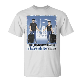 Travel Couple Adventure Begins Custom T-Shirt - Thegiftio UK