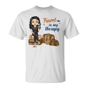 Travel Is My Therapy Custom T-Shirt - Gift for Yourself - Thegiftio UK