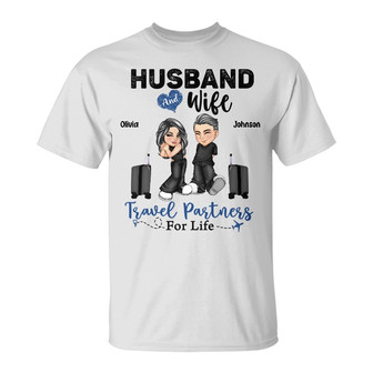 Travel Partners For Life Y2K Couple Custom T-Shirt - Thegiftio UK
