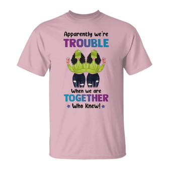 We‘re Trouble Besties Front View Custom T-Shirt - Thegiftio UK