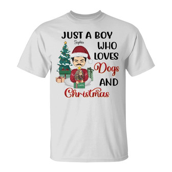 Who Loves Dogs And Christmas Custom T-Shirt - Gift for Dogs - Thegiftio UK