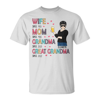 Wife Mom Grandma Great Grandma Custom T-Shirt - Gift for Mom - Thegiftio UK