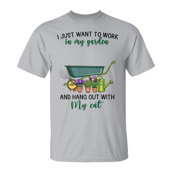 Work In Garden And Hang Out With Fluffy Cats Custom T-Shirt - Thegiftio UK