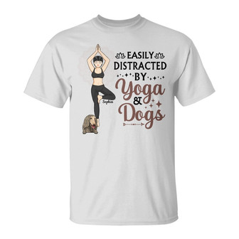 Easily Dictracted By Yoga And Dogs Custom T-Shirt - Thegiftio UK