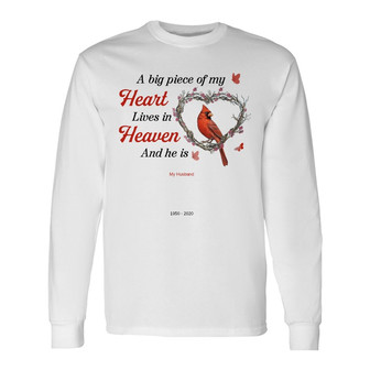 A Big Piece Of My Heart Cardinal Custom Long Sleeve Shirt - Gift - Thegiftio UK