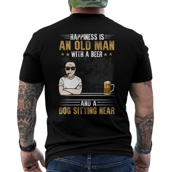An Old Man With Beer And Dog Custom Back Print T-Shirt - Gift for Dogs - Thegiftio UK