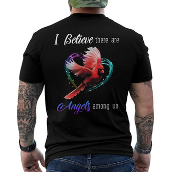 Angels Among Us Cardinal Personalized Back Print T-Shirt - Family Gift - Thegiftio UK