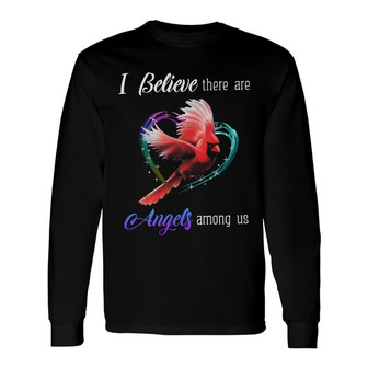 Angels Among Us Cardinal Personalized Long Sleeve Shirt - Family Gift - Thegiftio UK