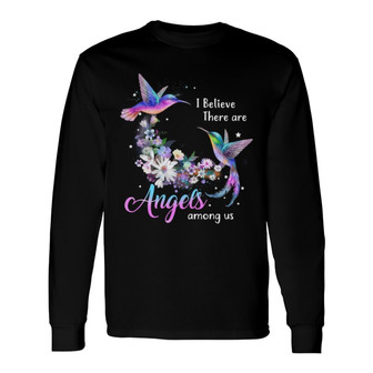 Angels Among Us Hummingbird Custom Long Sleeve Shirt - Memorial Gift - Thegiftio UK