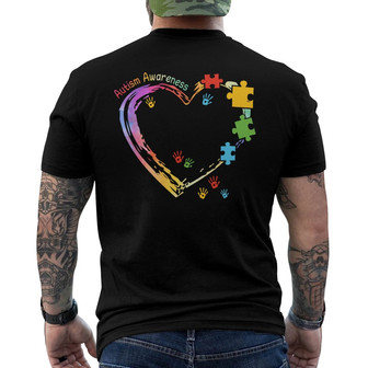 Autism Heart Colorful Personalized Back Print T-Shirt - Gift for Autism - Thegiftio UK