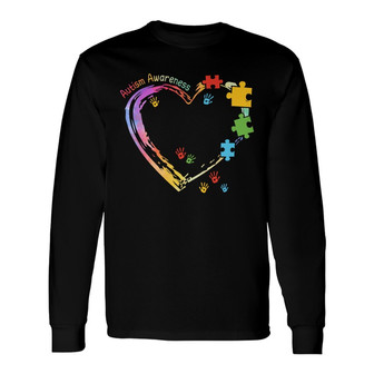 Autism Heart Colorful Personalized Long Sleeve Shirt - Gift for Autism - Thegiftio UK