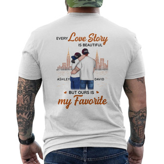 Beautiful Love Story Custom Back Print T-Shirt - Gift for Couples - Thegiftio UK