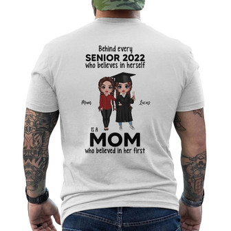 Behind Senior Is Mom Doll Custom Back Print T-Shirt - Graduation Gift - Thegiftio UK