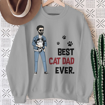 Best Cat Dad Ever Stick Cat Man Custom Sweatshirt - For Dad - Thegiftio UK
