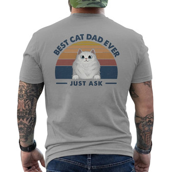 Best Cat Dad Mom Fluffy Cat Retro Custom Back Print T-Shirt - Thegiftio UK
