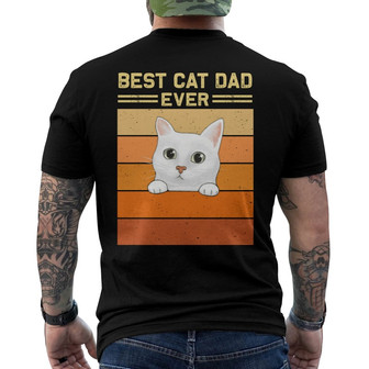 Best Cat Dad Mom Peeking Retro Custom Back Print T-Shirt - Thegiftio UK