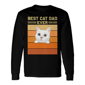 Best Cat Dad Mom Peeking Retro Custom Long Sleeve Shirt - Thegiftio UK