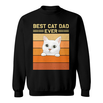 Best Cat Dad Mom Peeking Retro Custom Sweatshirt - Thegiftio UK
