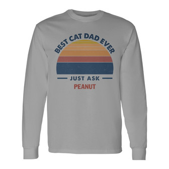 Best Cat Dad Mom Walking Cat Retro Custom Long Sleeve Shirt - Thegiftio UK