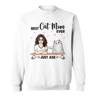 Best Cat Mom And Fluffy Cat Custom Sweatshirt - Gift for Mom - Thegiftio UK
