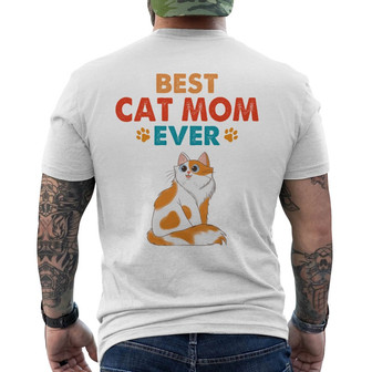 Best Cat Mom Cat Dad Ever Sitting Cat Cartoon Custom Back Print T-Shirt - Thegiftio UK