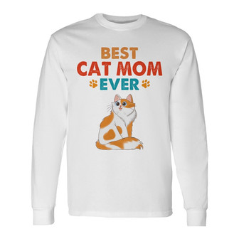 Best Cat Mom Cat Dad Ever Sitting Cat Cartoon Custom Long Sleeve Shirt - Thegiftio UK