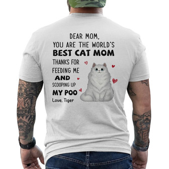 Best Cat Mom Dad Fluffy Cat Custom Back Print T-Shirt - Gift for Cats - Thegiftio UK