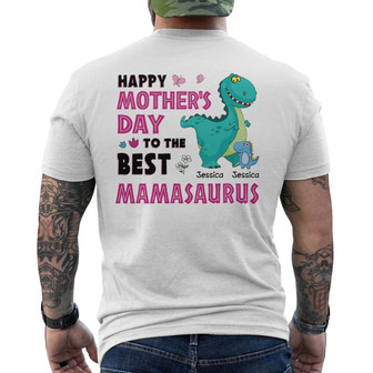 Best Grandmasaurus Custom Back Print T-Shirt - Gift for Grandma - Thegiftio UK