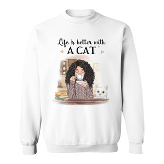 Better With Cat Personalized Sweatshirt - Gift for Cat Lovers - Thegiftio UK