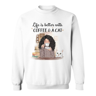 Better With Coffee Cats Custom Sweatshirt - Gift for Cat Lovers - Thegiftio UK
