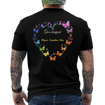 Blessed Mama Butterflies Colorful Heart Custom Back Print T-Shirt - Mom - Thegiftio UK