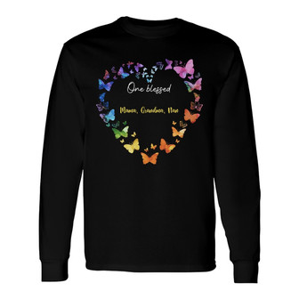 Blessed Mama Butterflies Colorful Heart Custom Long Sleeve Shirt - Mom - Thegiftio UK