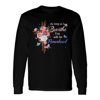 Butterflies Floral Cross Family Memorial Custom Long Sleeve Shirt - Thegiftio UK