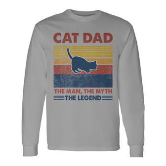 Cat Dad Legend Retro Custom Long Sleeve Shirt - Gift for Dad - Thegiftio UK