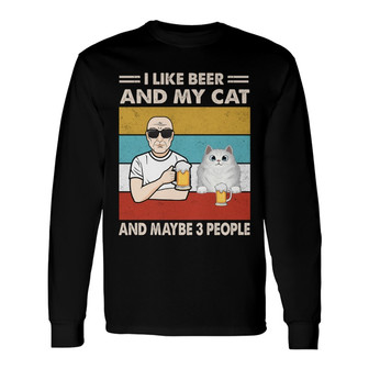 Cat Dad Retro Beer Fluffy Cats Custom Long Sleeve Shirt - Gift for Dad - Thegiftio UK