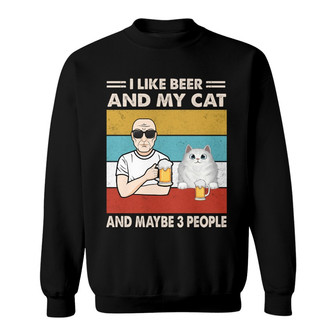 Cat Dad Retro Beer Fluffy Cats Custom Sweatshirt - Gift for Dad - Thegiftio UK