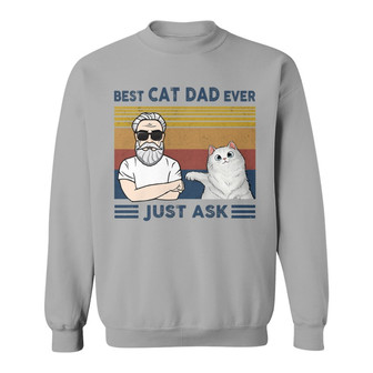 Cat Dad With Fluffy Cat Custom Sweatshirt - Gift for Dad - Thegiftio UK