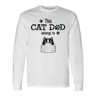 Cat Mom Belongs To Peeking Fluffy Cat Custom Long Sleeve Shirt - Gift - Thegiftio UK
