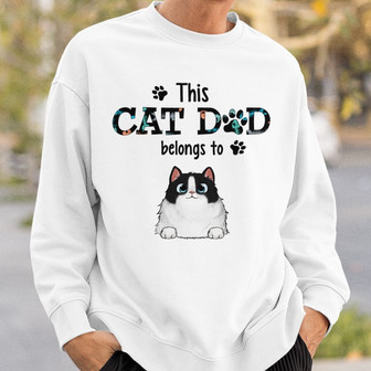 Cat Mom Belongs To Peeking Fluffy Cat Custom Sweatshirt - Gift - Thegiftio UK