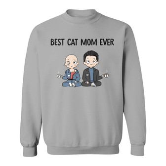 Cat Mom Cat Dad Chibi Custom Sweatshirt - Gift for Couples - Thegiftio UK