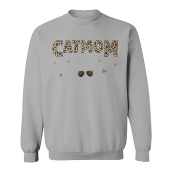 Cat Mom Chibi Leopard Pattern Custom Sweatshirt - Gift for Mom - Thegiftio UK