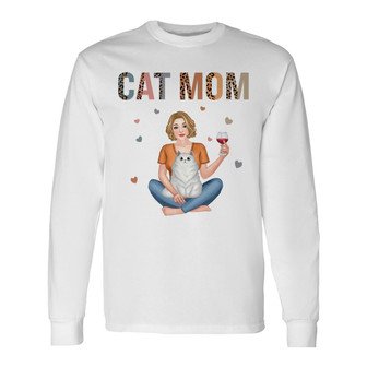 Cat Mom Colorful Leopard Pretty Girl Custom Long Sleeve Shirt - Thegiftio UK
